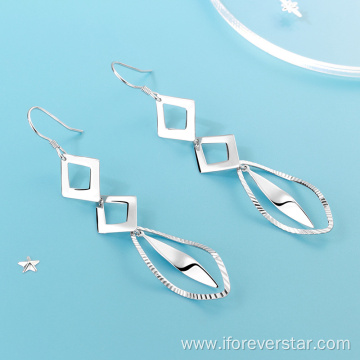 Trendy 925 Silver Dangle Earrings Geometry Ladies Earrings